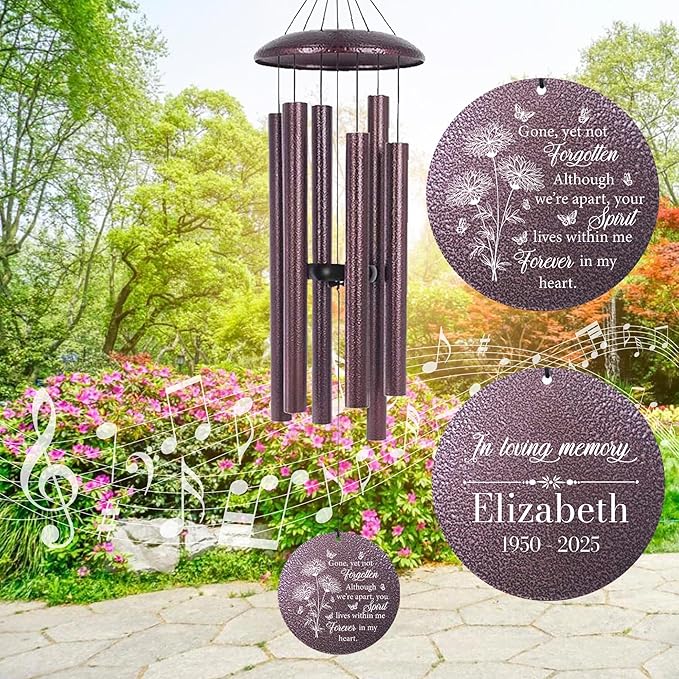 ASTARIN Engraving Wind Chimes for Loss of Loved One, Personalized Wind Chimes Memorial, Bereavement Gifts for Loss of Mother, Windchimes in Memory of a Loved One, Outside Windchime(Produced in USA)