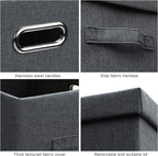 Large 17" 36 Quart Collapsible Stackable Storage Bins with Lids, 5 Packs Dark Gray Foldable Fabric Closet Storage Boxes with Lids Heavy-duty Linen Cube Baskets(17 x 12 x 11)