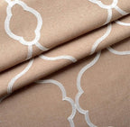 MIUCO Moroccan Embroidered Semi Sheer Curtains Faux Linen Wide Width Grommet Curtains for Bedroom 52 x 63 Inch 2 Panels, Taupe