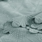 MarCielo 3-Piece 100% Cotton Oversized Bedspread Lightweight Quilt Coverlet Embroidery Farmhouse Bedding Set (Tk Aqua Green, Oversized Queen (100"x106"))
