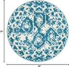Unique Loom Rosso Collection Vintage Traditional Distressed Blue Round Rug (3' 3 x 3' 3)