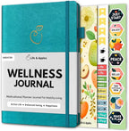 Life & Apples Wellness Journal Planner – Food Log, Fitness Tracker, Habit Tracker, Weight Loss Journal for Diet Tracking and Health Goals, Undated, Size A5 Aquamarine