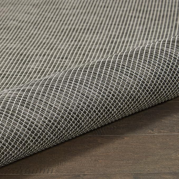 Nourison Positano Indoor-Outdoor Charcoal 4' x 6' Area Rug, Easy Cleaning, Non Shedding, Bed Room, Living Room, Dining Room, Backyard, Deck, Patio (4x6)