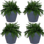 Sunnydaze 24-Inch Anjelica Large Plastic Pot for Plants - Outdoor Polyresin Round Planter with Drillable Drainage Holes - Slate - 4pk
