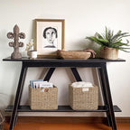 12x12x10in Seagrass Storage Baskets Set of 2, Large Wicker Storage Basket, Decorative Seagrass Shelf Basket, Pantry Baskets Organization,Folding Storage Cube Bins