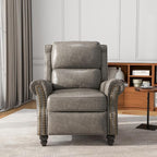 UIXE Pushback Recliner Chair, Faux Leather Armchair Push Back Accent Chair, Rivet Trim Club Chair Home Theater Overstuffed Single Sofa Reading Seat for Living Room, Gray