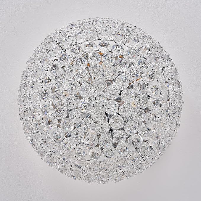 12-Light Crystal Flush Mount Chandelier Ceiling Light Fixture for Living Room Dining Room Bedroom Foyer Entryway Hallway Closet Bathroom (Chrome D24)