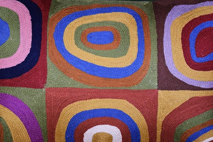 Lumbar Kandinsky Cushion Cover Farbstudie Quadrate Hand Embroidered Wool 13x21