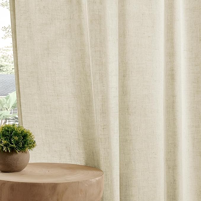 Joydeco Linen Curtains 96 Inch Length 2 Panel Sets,Light Filtering Curtains for Bedroom 100 Inch Wide Living Room Drapes with Back Tabs & Rod Pockets (W100 x L96 Inch, Linen)