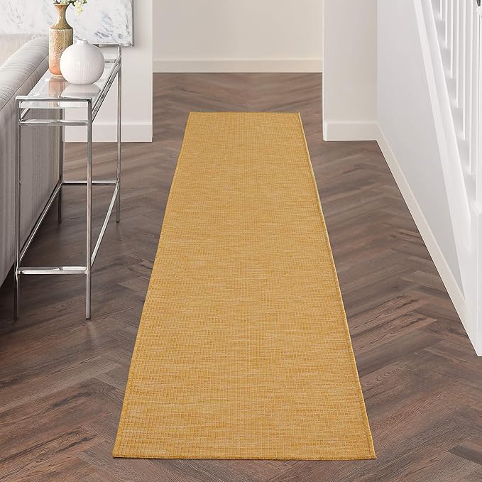 Nourison Home Positano 10' Runner Yellow Fabric Modern Area Rug (10' Runner)