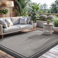 CAMILSON Indoor Outdoor Rug, 5x7 Bordered Gray Modern Area Rugs for Indoor and Outdoor Patios, Kitchen and Hallway Mats, Washable Porch Deck Outside Carpet (Bordered Grey, 5 x 7)