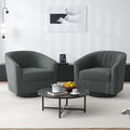 Swivel Barrel Accent Chair, Modern Round Chenille Fabric Arm Chair for Living Room, Bedroom, Comfy Club Reading Chairs for Adults（Chenille Fabric, Grey, Set of 2