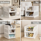 5 Pack Stackable Plastic Storage Basket Closet Organizer Bin Foldable Clothes Organizer Storage Drawer Shelf Container for Living room Bathroom Kitchen Office (2L+3S)