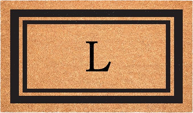 Calloway Mills 152962436L Black Border 24" x 36" Monogram Doormat, (Letter L)