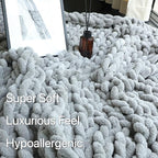 Maetoow Chenille Chunky Knit Blanket Throw （40×50 Inch）, Handmade Warm & Cozy Blanket Couch, Bed, Home Decor, Soft Breathable Fleece Banket, Christmas Thick and Giant Yarn Throws, Grey