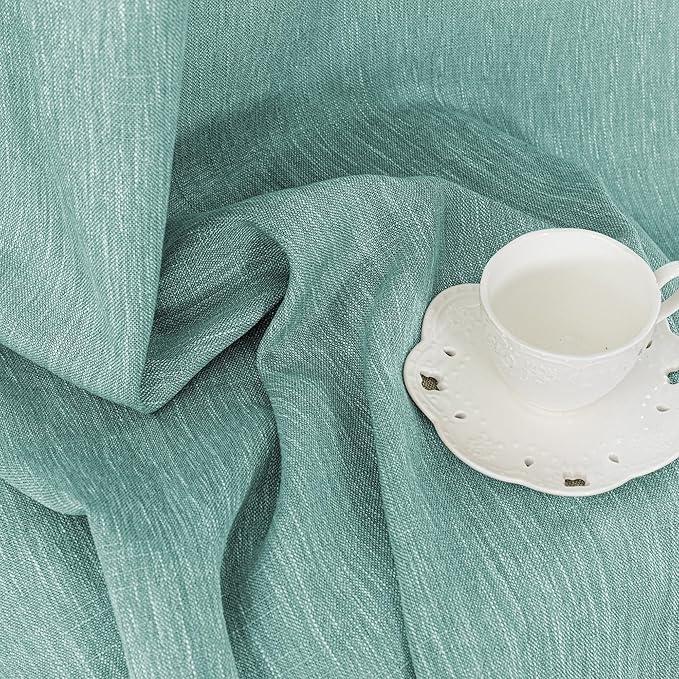 MYSKY HOME Turquoise Living Room Curtains for Windows Semi Sheer Curtains 90 Inch Length Boho Room Decor Sliding Glass Patio Doorways Light Filtering Privacy Protect Soft Texture, 50" x 90", 2 Panels