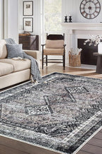 Keen Home Design 6x9 Rug - Machine Washable Area Rug with Non-Slip Backing, Ideal for Living Room, Dining Room, Bedroom - Vintage, Easy Clean, Durable, Low Pile Rug - (6' x 9')