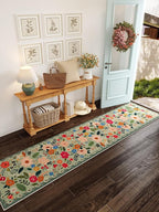 Runners for Hallways Kitchen Runner Rug Non Slip 2'x 10' Long Washable Rugs with Rubber Backing Soft Floral Carpet Runner for Hallways, Kitchen, Laundry, Bedroom, Bathroom(Green)