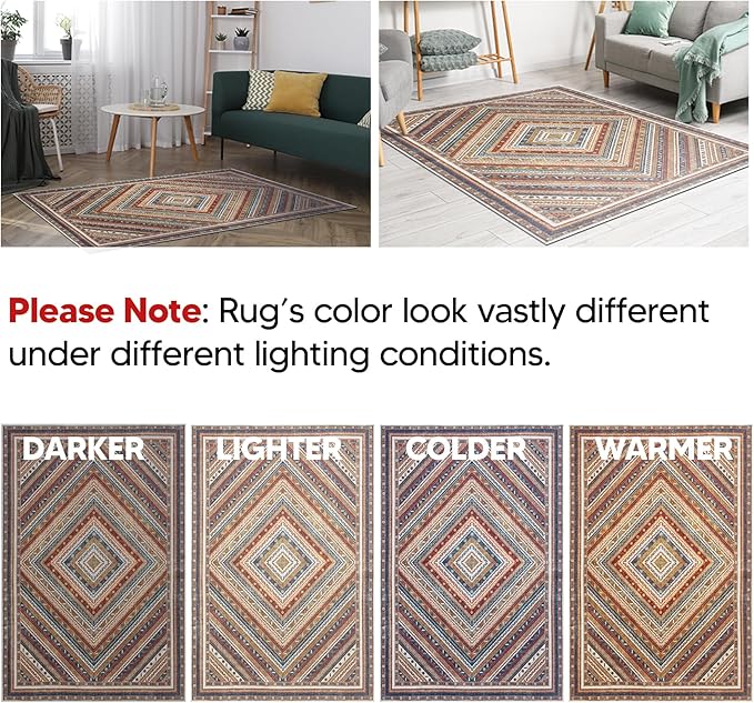 Keen Home Design 3x5 Rug - Machine Washable Entry Rug with Non-Slip Backing, Ideal for Enteryway, Kitchen, Bathroom, Laundry Room - Vintage, Easy Clean, Durable, Low Pile Rug - (3' x 5')