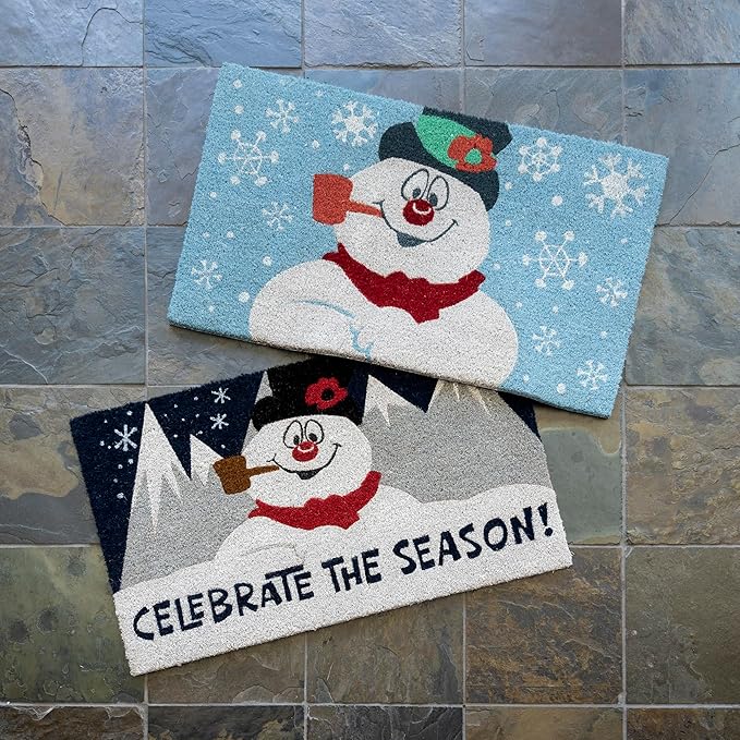 Gertmenian Paramount Frosty Coir Doormat - 2x3 Welcome Mat (2-Pack), Ideal for High Traffic Areas in Front Door, Garage, Entryway - Blue/Celebrate, 80026