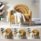 Accent Chair Reading Chair with Armrest, Small Comfy Chair for Small Spaces, Modern Linen Upholstered Armchair for Bedroom & Living Room, Single Sofa Chair with Wood Legs, Easy Assembly (Yellow)