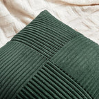 Fancy Homi Set of 2 Dark Green Samll Decorative Throw Pillow Covers 12x12 Inch for Living Room Couch Bed, Boho Farmhouse Forest Green Home Decor, Soft Corss Corduroy Patchwork Textured Cushion Case