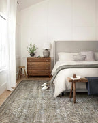 Loloi Layla Collection LAY-13 Antique/Moss 3'-6" x 5'-6" .13" Thick Accent Rug, Soft, Durable, Vintage Inspired, Distressed, Low Pile, Non-Shedding, Easy Clean, Printed, Living Room Rug