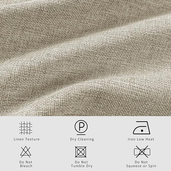Macochico Extra Wide Full Blackout Linen Curtains for Sliding Door Beige Pinch Pleated Linen Curtains 96 Inches Long for Bedroom Living Room Farmhouse with Tieback 120”Wx96”L 1 Panel