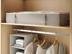 2-Pack Under Bed Storage Containers, 8 Inches Tall Underbed Clothes Storage Organizer Bin with Sturdy Sidewalls/Bottom, Under the Bed Storage Bags 2 Storage Bins, Light Grey