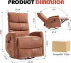 Manual Swivel Rocker Recliner Chair for Adults, Overstuffed Reclining Glider Chair for Nursing with Vibration Massage & Heat, Living Room Rocking Recliner 3-Stage backrest, Chenille Fabric Orange