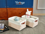 DECOMOMO Small Storage Basket, Closet Storage Bins, Baskets for Organizing Shelves (Beige & White, Small - 6 Pack)