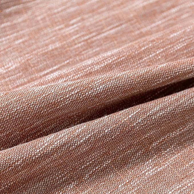 MYSKY HOME Living Room Curtains for Windows, Linen Look Texture Semi Sheers Boho Drapes Extra Long Floor Length Curtain Panels Soft Cotton Fabric, 50 x 108 Inch, Brick Red, 2 PCs