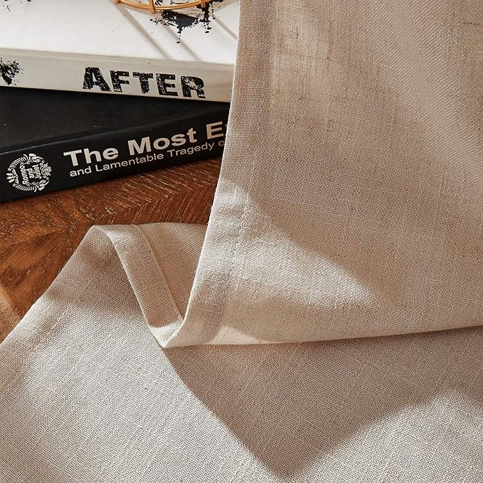 Joydeco Linen Curtains for Living Room,Light Filtering Rod Pocket Back Tab Semi Sheer Drapes Window Long Curtains 72 inches Long Sheer Bliss