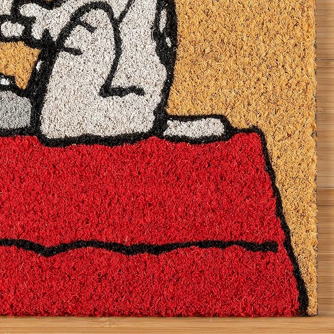 Gertmenian Peanuts Snoopy Coir Doormat - 2x3 Welcome Mat (2-Pack), Ideal for High Traffic Areas in Front Door, Garage, Entryway - Welcome, 80022