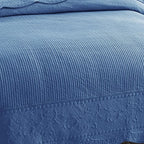 MarCielo 3-Piece 100% Cotton Oversized Bedspread Lightweight Quilt Coverlet Embroidery Farmhouse Bedding Set (TG Midtone Blue, Oversized Queen (100"x106"))