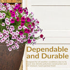 Sunnydaze 24-Inch Anjelica Large Plastic Pot for Plants - Outdoor Polyresin Round Planter with Drillable Drainage Holes - Rust - 4pk