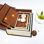 Decorative Book Box Set of 3,Vintage Style Book Shaped Storage Box,Leather Decorative Wooden Trinket Jewelry Books Boxes with Antique Embossed Pattern,Mother's Day/Graduation /Birthday Gift Idea