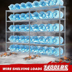 REIBII 58" W 5 Tier Heavy Duty Wire Shelving Unit with Adjustable Shelves - 1400LB Metal, Chrome - 58" W x 59" H x 13.8" D - Garage, Pantry, Kitchen