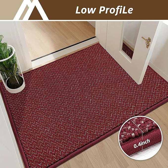 COSY HOMEER-Door-Mat 20" x 32" Non Slip Absorbent Entryway Rugs Dirt Trapper Doormats Washable Entrance Mats Low Pile Welcome Floor Mat for Front Back Door and Entry Mats,Red