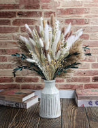 126pcs Dried Pampas Grass Decorations, Dried Flowers, Dried Bouquet in Vase, Reed Grass Bouquet for Boho Floral Wedding, Rustic Farmhouse Decor. (Vase Not Included)