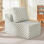 Single Sofa 1 Seat Couch with Deep Seat Memory Foam Cloud Chair with Pillows Large Sofa with L Shape for Living Room Bedroom (Plush GREYOLIVE, Single)