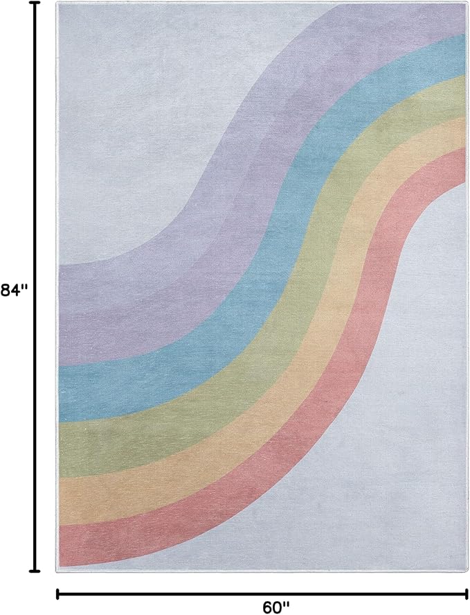 Well Woven Kids Rainbow Rug, 5' x 7', Multi Color