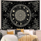 Lunerfex Mandala Moon Tapestry Boho Tapestry for Bedroom Black Tapestries Wall Hanging Living Room Wall Art and Home Decor 44x60