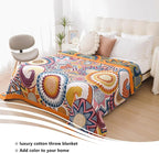 Boho Throw Blanket, 100% Organic Muslin Cotton Breathable Ultra Soft Bed Quilt Throw - All Season Floral Bird Butterfly Farmhouse Decor Blanket for Sofa Couch Chair and Gift. 80" x 90"