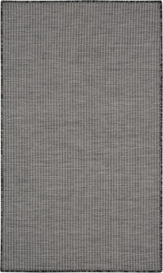 Nourison Positano Indoor/Outdoor Charcoal 3' x 5' Area Rug, Easy Cleaning, Non Shedding, Bed Room, Living Room, Dining Room, Backyard, Deck, Patio (3x5)