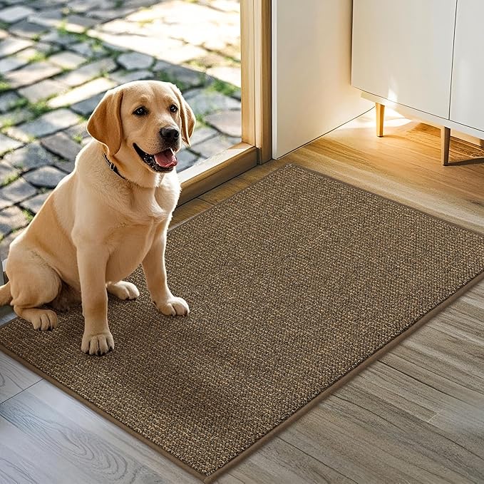 JSEI Dirt Trapper Door Mat 32"x48" Non-Slip Washable Entrance Mat, Dog Doormats, Absorbent & Fade-Resistant Floor Mats, Low Profile Welcome Mats for Entryway, Front Door, and Inside Entrance, Brown
