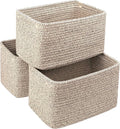 Small Cotton Rope Storage Basket Set of 3-11"x7"x7" Perfect Woven Baskets for Storage, Ideal Storage Baskets for Organizing Toys, Towels, and More - Baskets for Shelves and Home Decor（Beige）