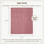 Carriediosa Chunky Knit Throw Blanket 50" X 60", 100% Hand Made Large Chenille Loop Yarn Soft Fluffy Throws for Couch Sofa Bed, Big Crochet Cozy Heavy Thick Cable Woven Blanket, Mauve