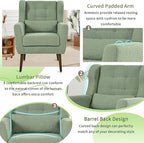 Modern Accent Chair, Upholstered Armchair with Pillow, Teddy Single Sofa Chair with Lounge Seat and Wood Legs Accent Chair for Living Room Bedroom Small Spaces