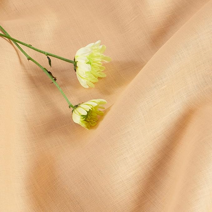 Solino Home Linen Peach Table Runner 36 Inches - 100% Pure Linen Short Table Runner 14 x 36 Inch Ideal for Dresser and Coffee Tables - Fete